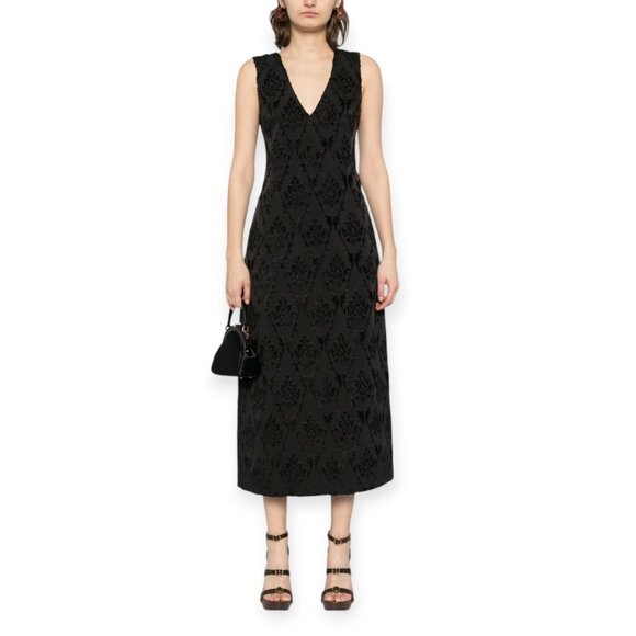 Ulla Johnson Elara Black Textured Midi Dress, Size‎ 6, New with tag - Picture 1 of 16